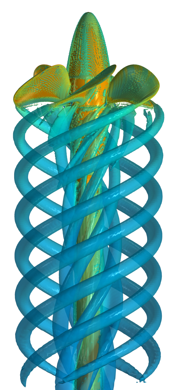 bitmap CFD visualisation of vortex propagation in the wake of the Potsdam propeller.