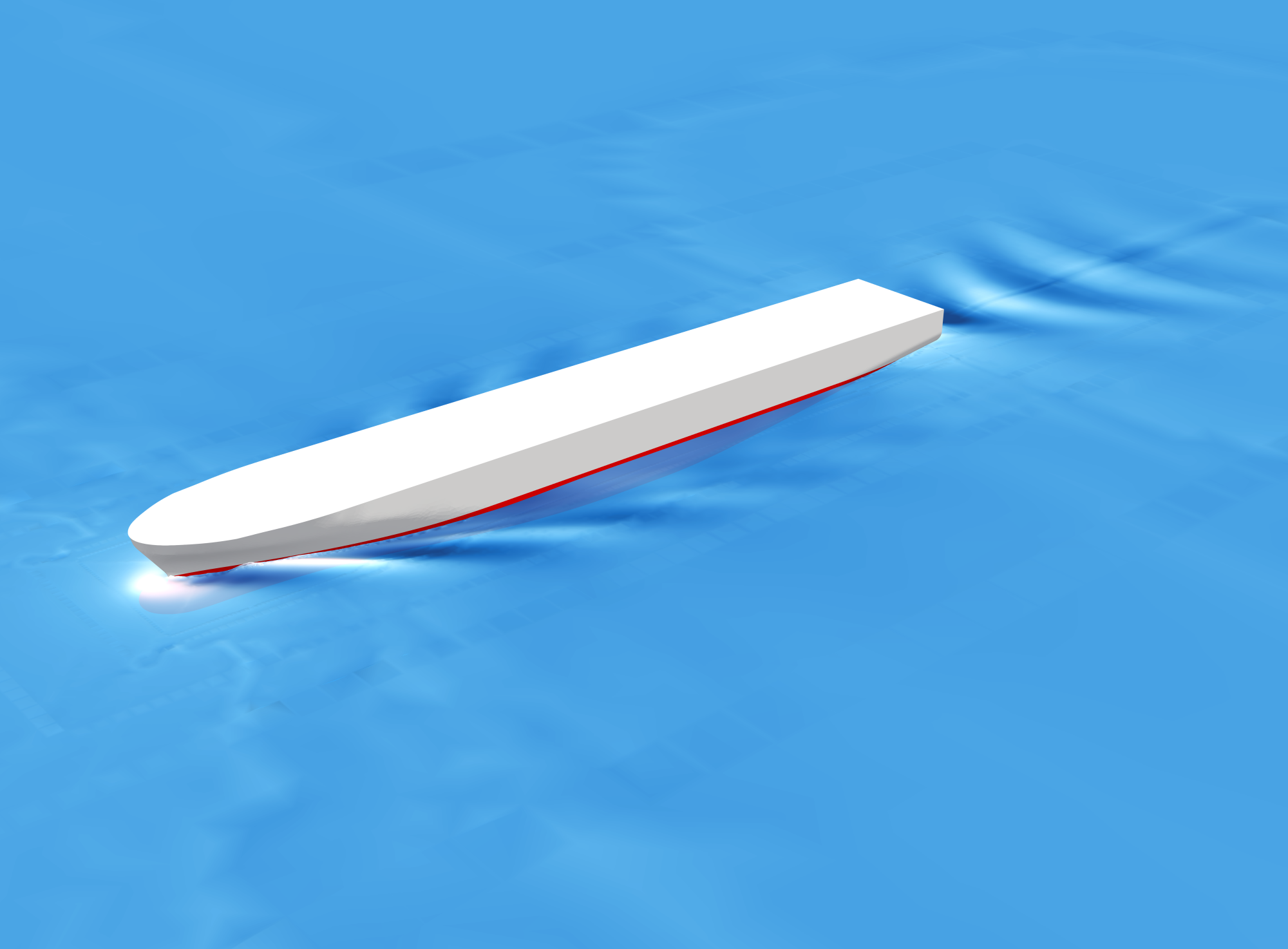 hull4 CFD visualisation of surface waves around the DTC hull moving with a uniform velocity.